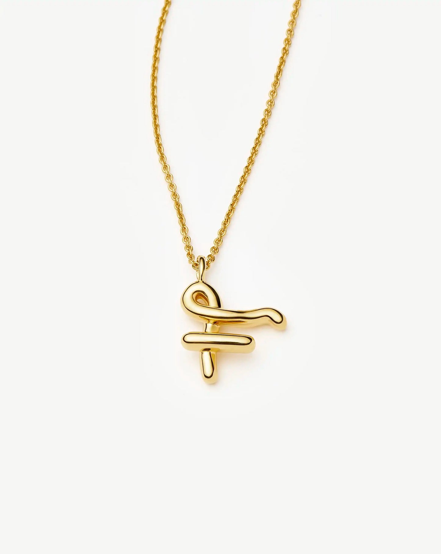 Curly Molten Initial Pendant Necklace - Initial F | 18k Gold Vermeil Necklaces Missoma 
