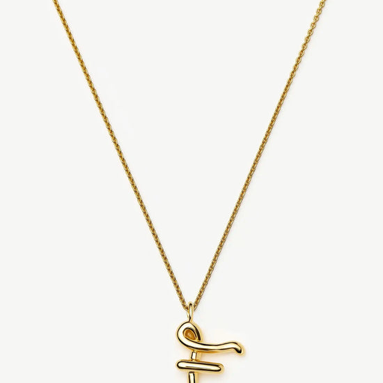 Curly Molten Initial Pendant Necklace - Initial F | 18k Gold Vermeil Necklaces Missoma 