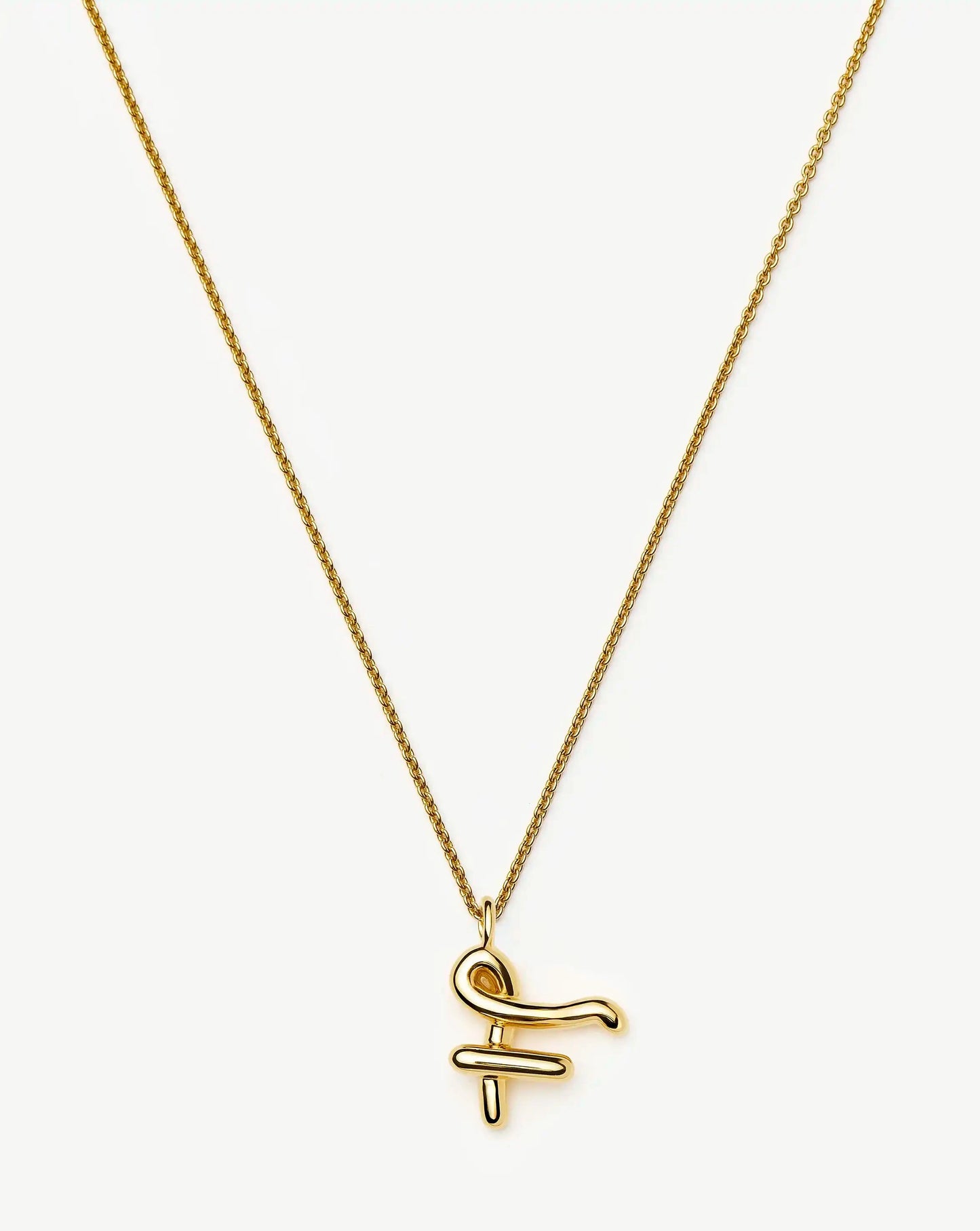 Curly Molten Initial Pendant Necklace - Initial F | 18k Gold Vermeil Necklaces Missoma 