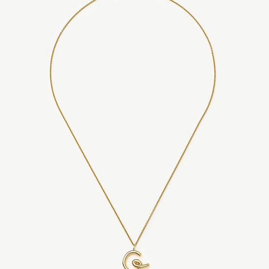 Curly Molten Initial Pendant Necklace - Initial G | 18k Gold Vermeil Necklaces Missoma 