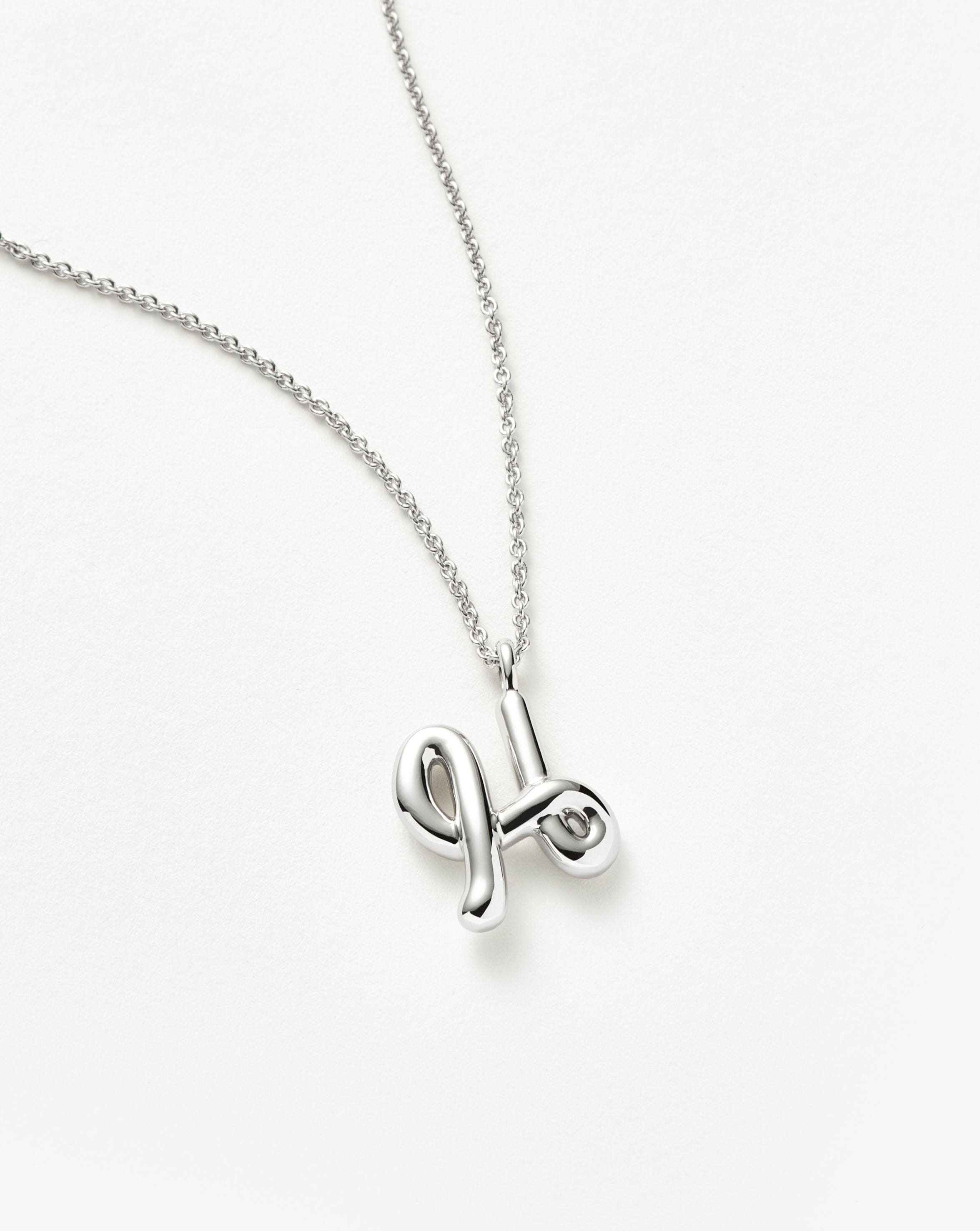 Curly Molten Initial Pendant Necklace - Initial H | Sterling Silver Necklaces Missoma 
