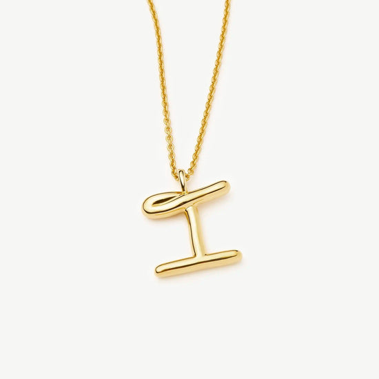 Curly Molten Initial Pendant Necklace - Initial I | 18k Gold Vermeil Necklaces Missoma 