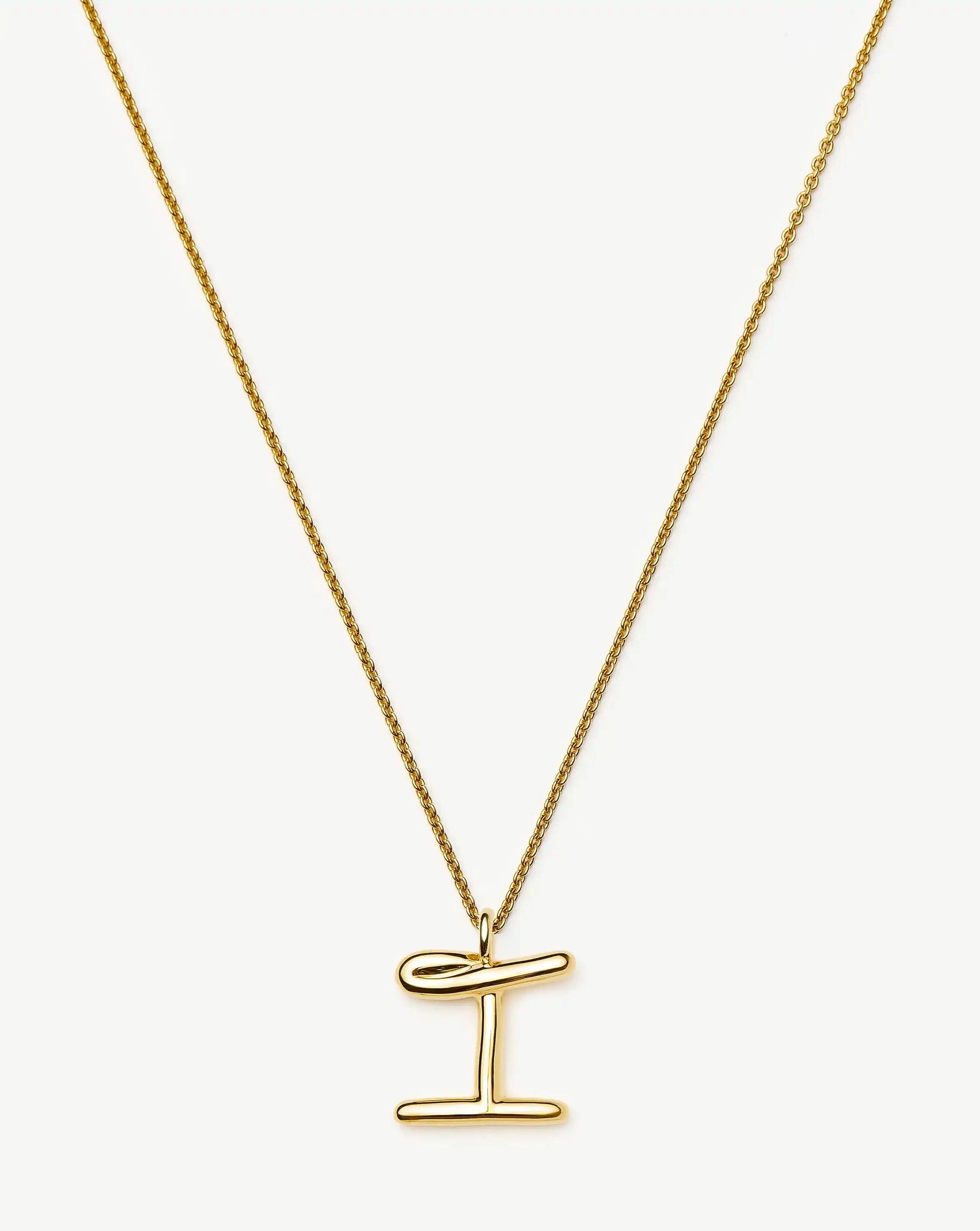 Curly Molten Initial Pendant Necklace - Initial I | 18k Gold Vermeil Necklaces Missoma 