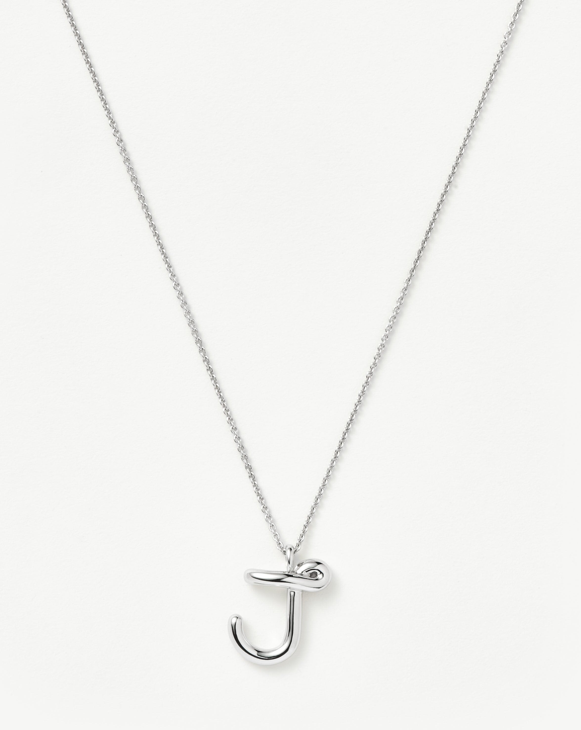 Curly Molten Initial Pendant Necklace - Initial J | Sterling Silver Necklaces Missoma 