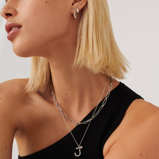 Curly Molten Initial Pendant Necklace - Initial J | Sterling Silver Necklaces Missoma 