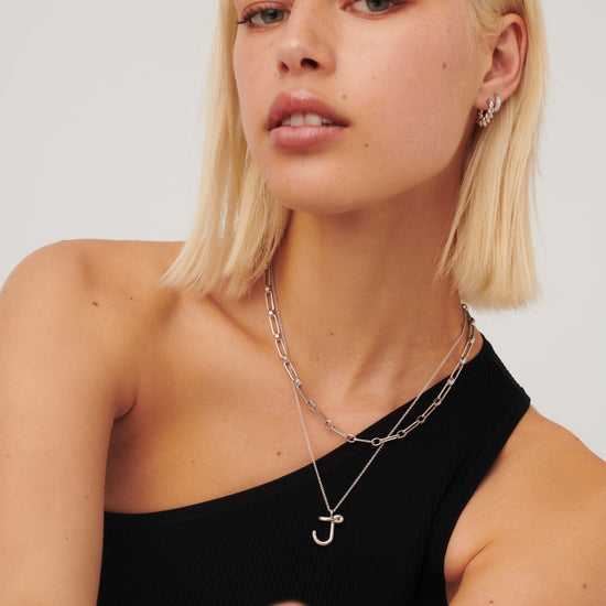 Curly Molten Initial Pendant Necklace - Initial J | Sterling Silver Necklaces Missoma 