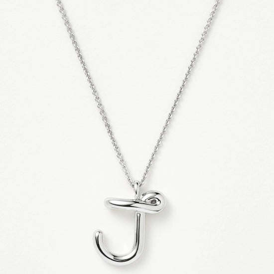 Curly Molten Initial Pendant Necklace - Initial J | Sterling Silver Necklaces Missoma 