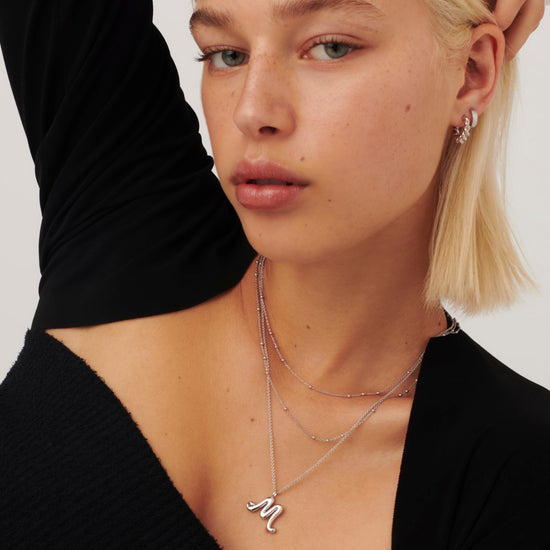 Curly Molten Initial Pendant Necklace - Initial M | Sterling Silver Necklaces Missoma 