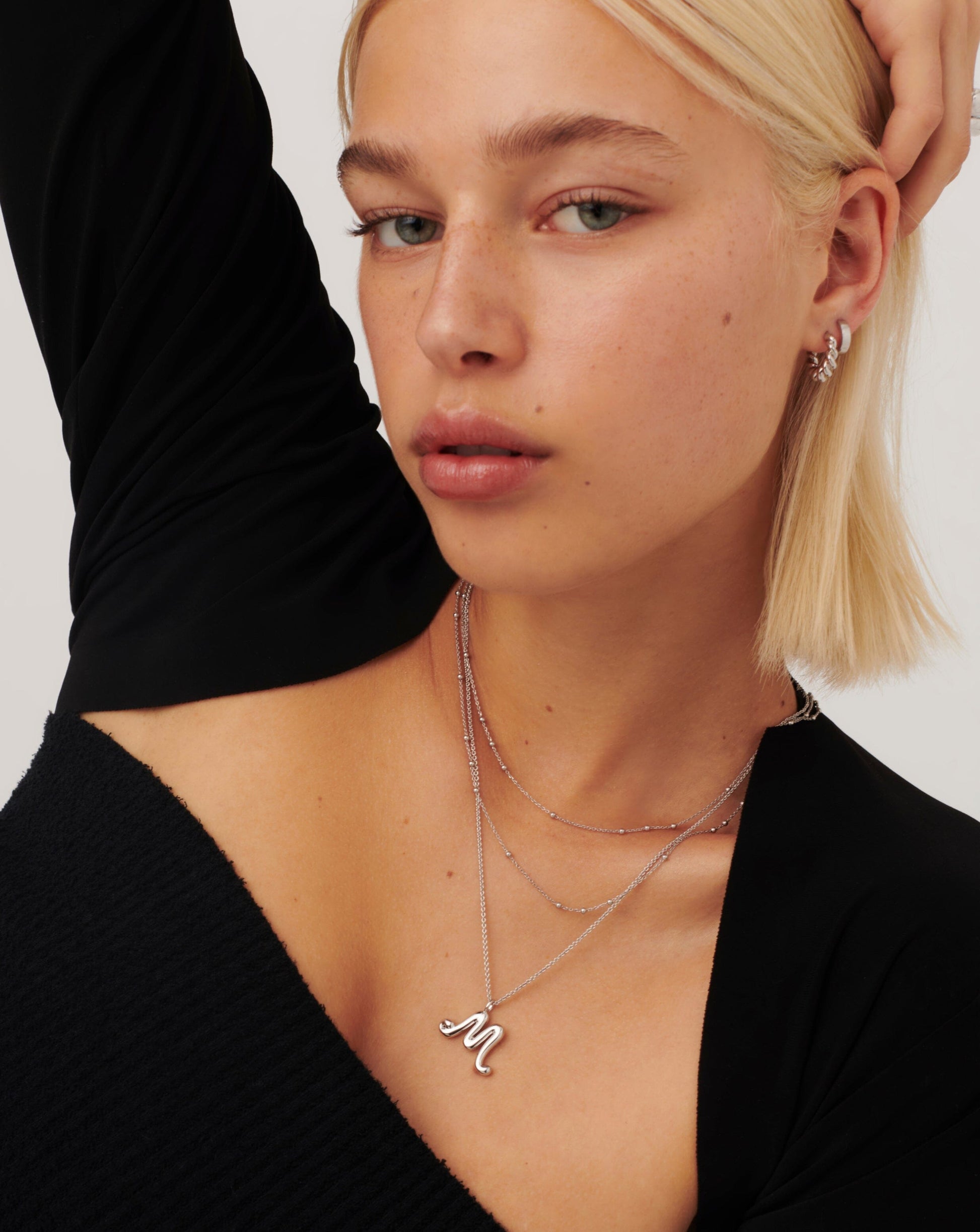 Curly Molten Initial Pendant Necklace - Initial M | Sterling Silver Necklaces Missoma 