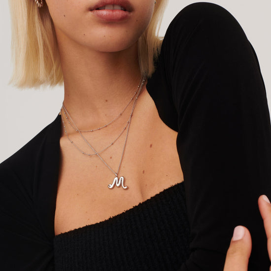 Curly Molten Initial Pendant Necklace - Initial M | Sterling Silver Necklaces Missoma 