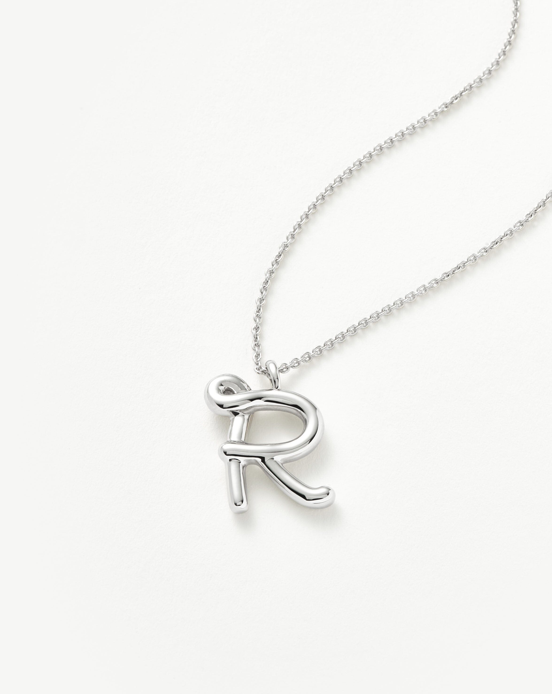 Curly Molten Initial Pendant Necklace - Initial R | Sterling Silver Necklaces Missoma 