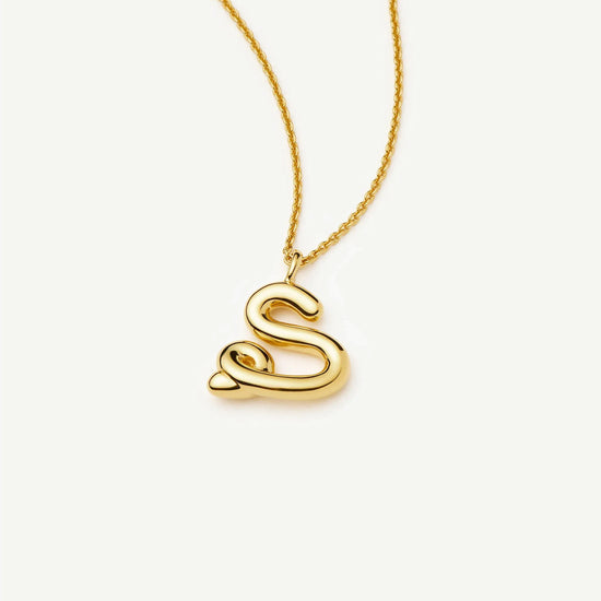 Curly Molten Initial Pendant Necklace - Initial S | 18k Gold Vermeil Necklaces Missoma 
