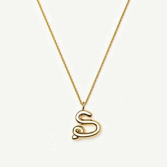 Curly Molten Initial Pendant Necklace - Initial S | 18k Gold Vermeil Necklaces Missoma 