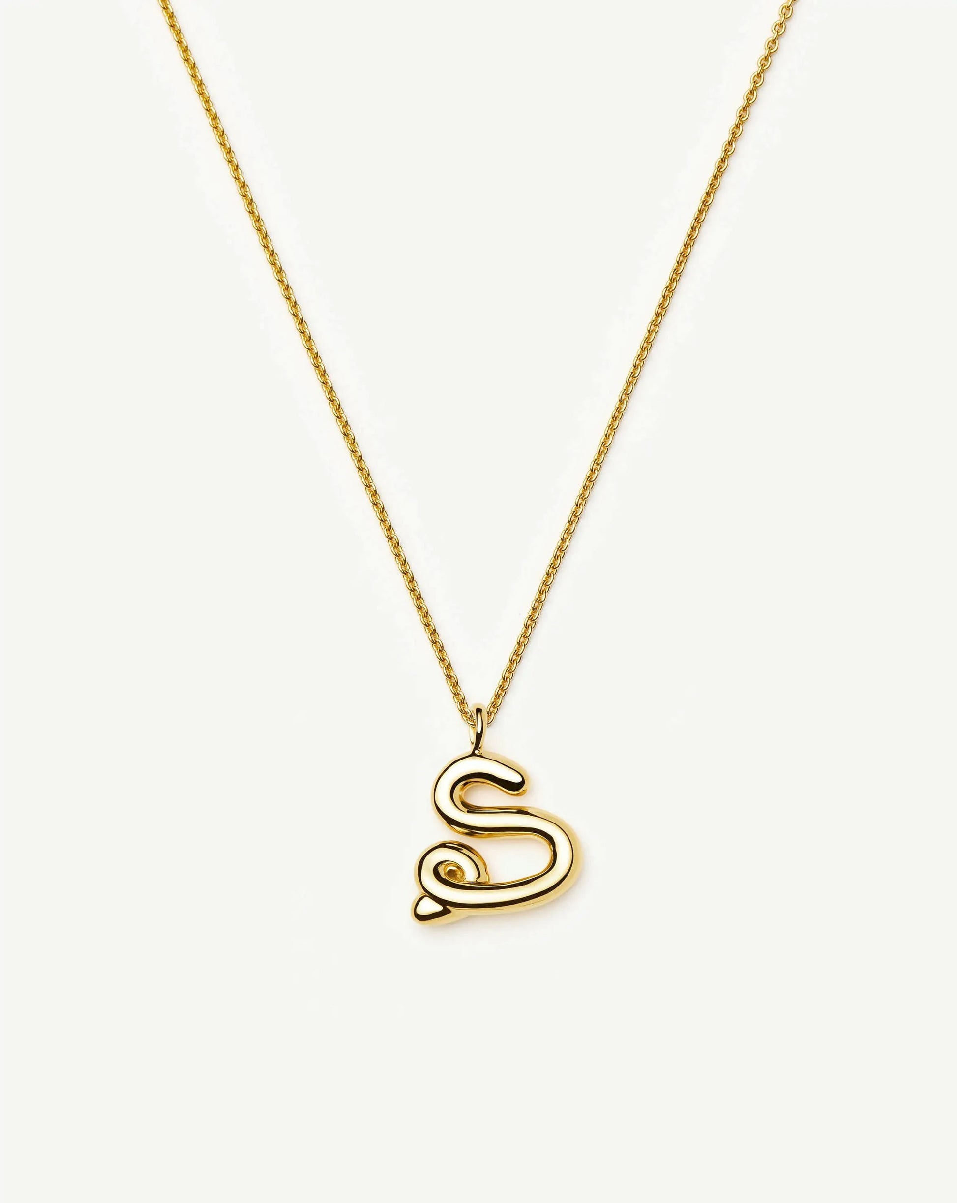 Curly Molten Initial Pendant Necklace - Initial S | 18k Gold Vermeil Necklaces Missoma 