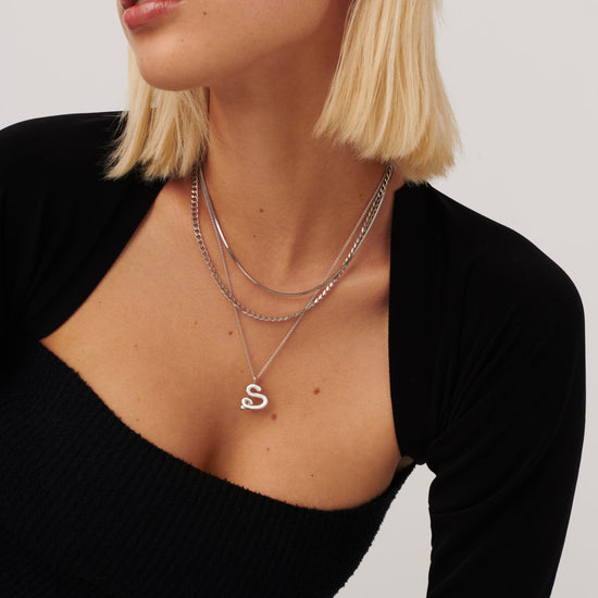 Curly Molten Initial Pendant Necklace - Initial S | Sterling Silver Necklaces Missoma 