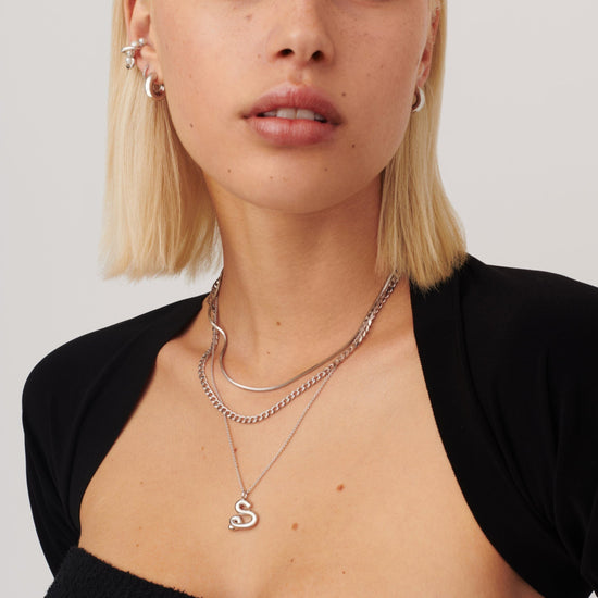 Curly Molten Initial Pendant Necklace - Initial S | Sterling Silver Necklaces Missoma 
