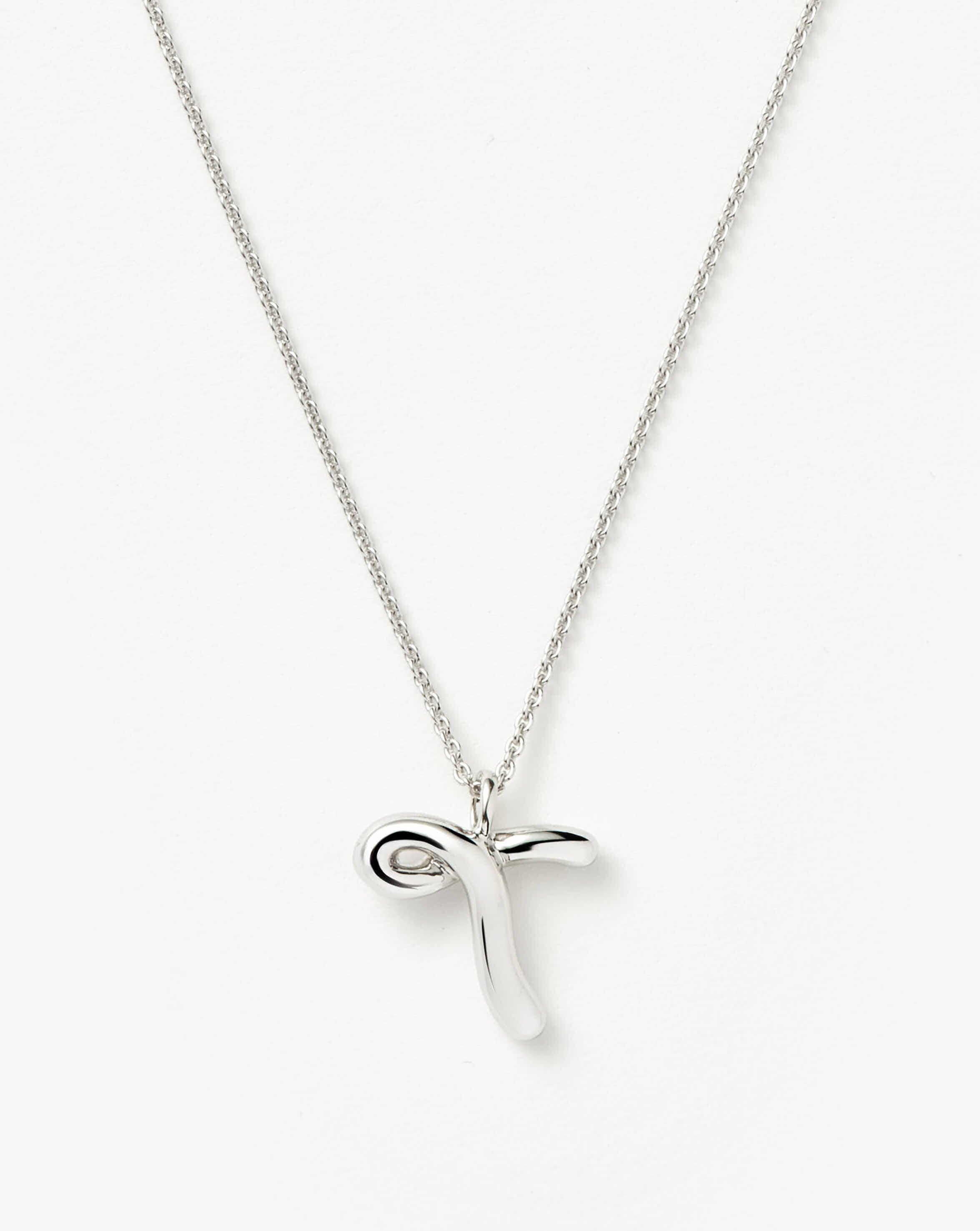 Curly Molten Initial Pendant Necklace - Initial T | Sterling Silver Necklaces Missoma 