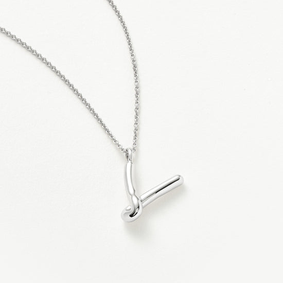 Curly Molten Initial Pendant Necklace - Initial V | Sterling Silver Necklaces Missoma 