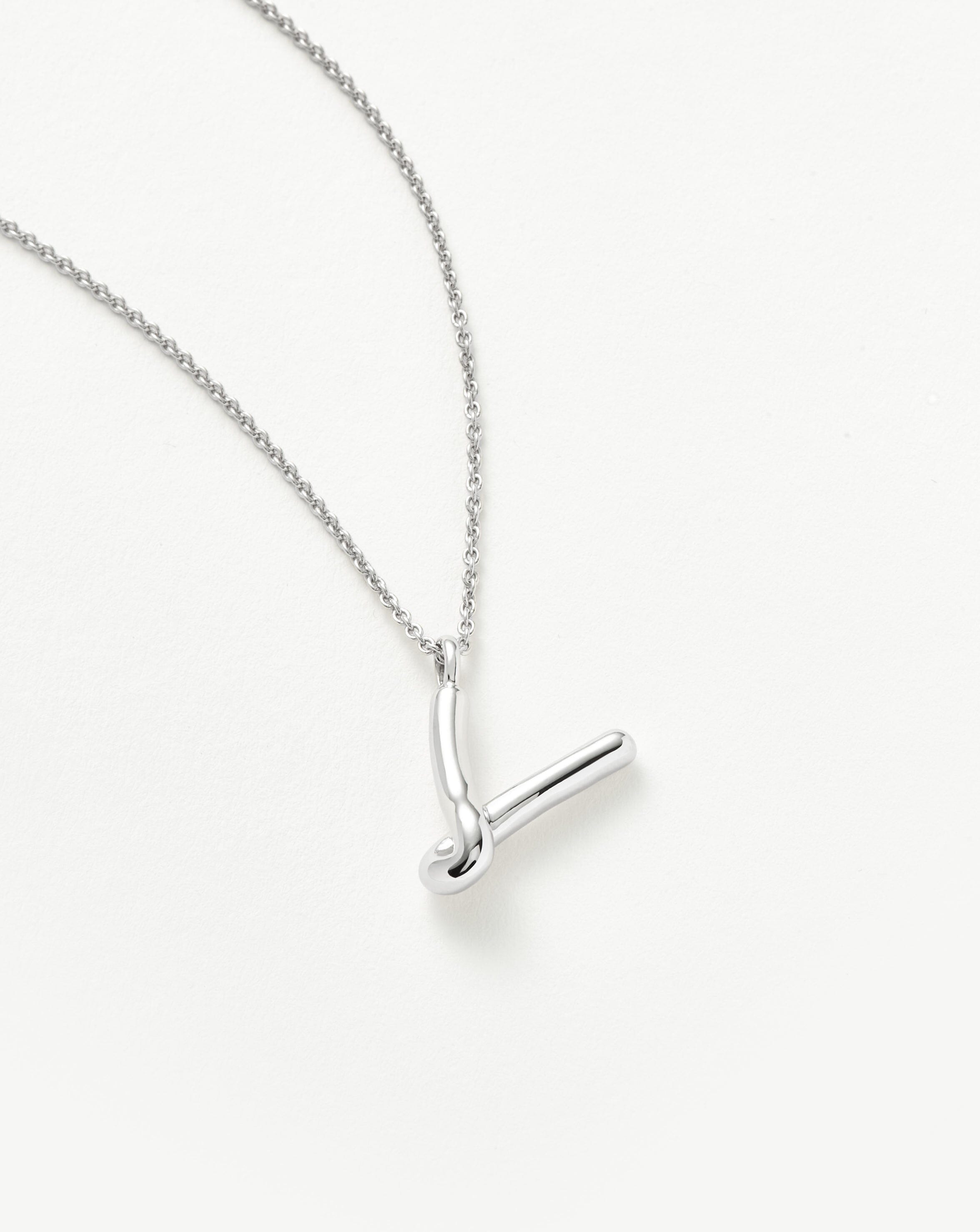 Curly Molten Initial Pendant Necklace - Initial V | Sterling Silver Necklaces Missoma 