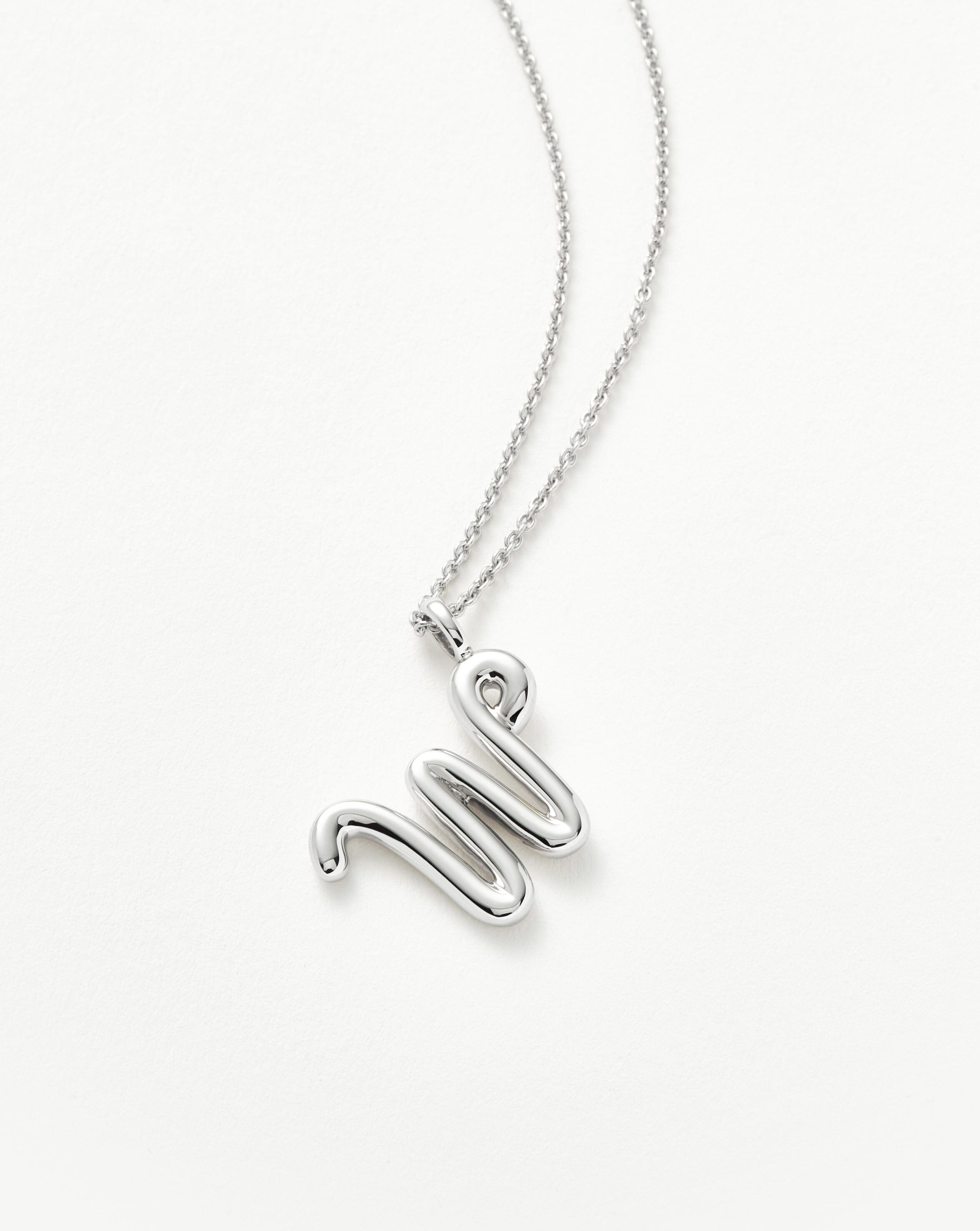 Curly Molten Initial Pendant Necklace - Initial W | Sterling Silver Necklaces Missoma 