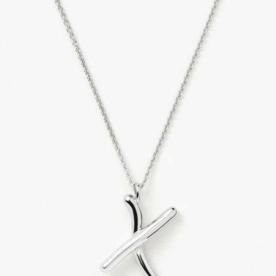 Curly Molten Initial Pendant Necklace - Initial X | Sterling Silver Necklaces Missoma 