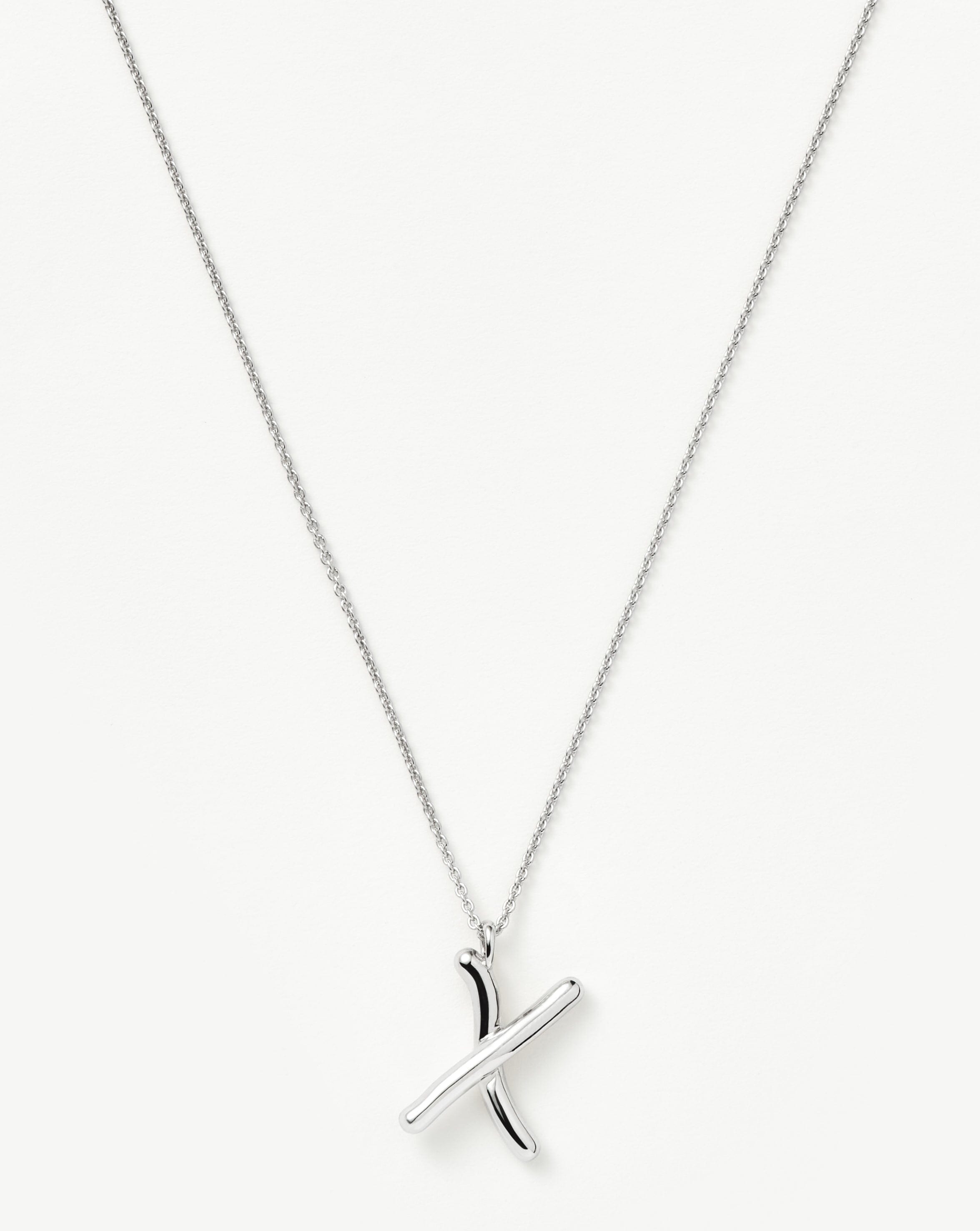 Curly Molten Initial Pendant Necklace - Initial X | Sterling Silver Necklaces Missoma 