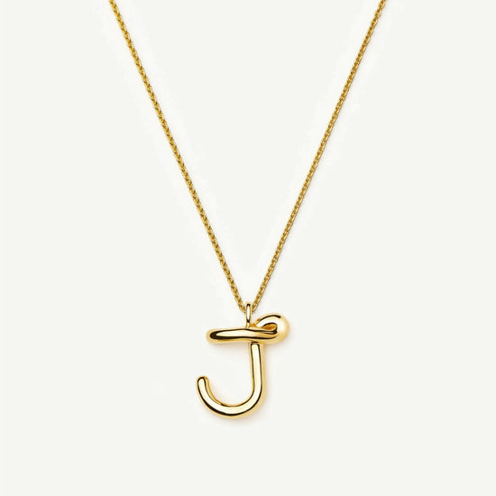 Curly Molten Initial Pendant Necklace - J | 18k Gold Vermeil Necklaces Missoma 