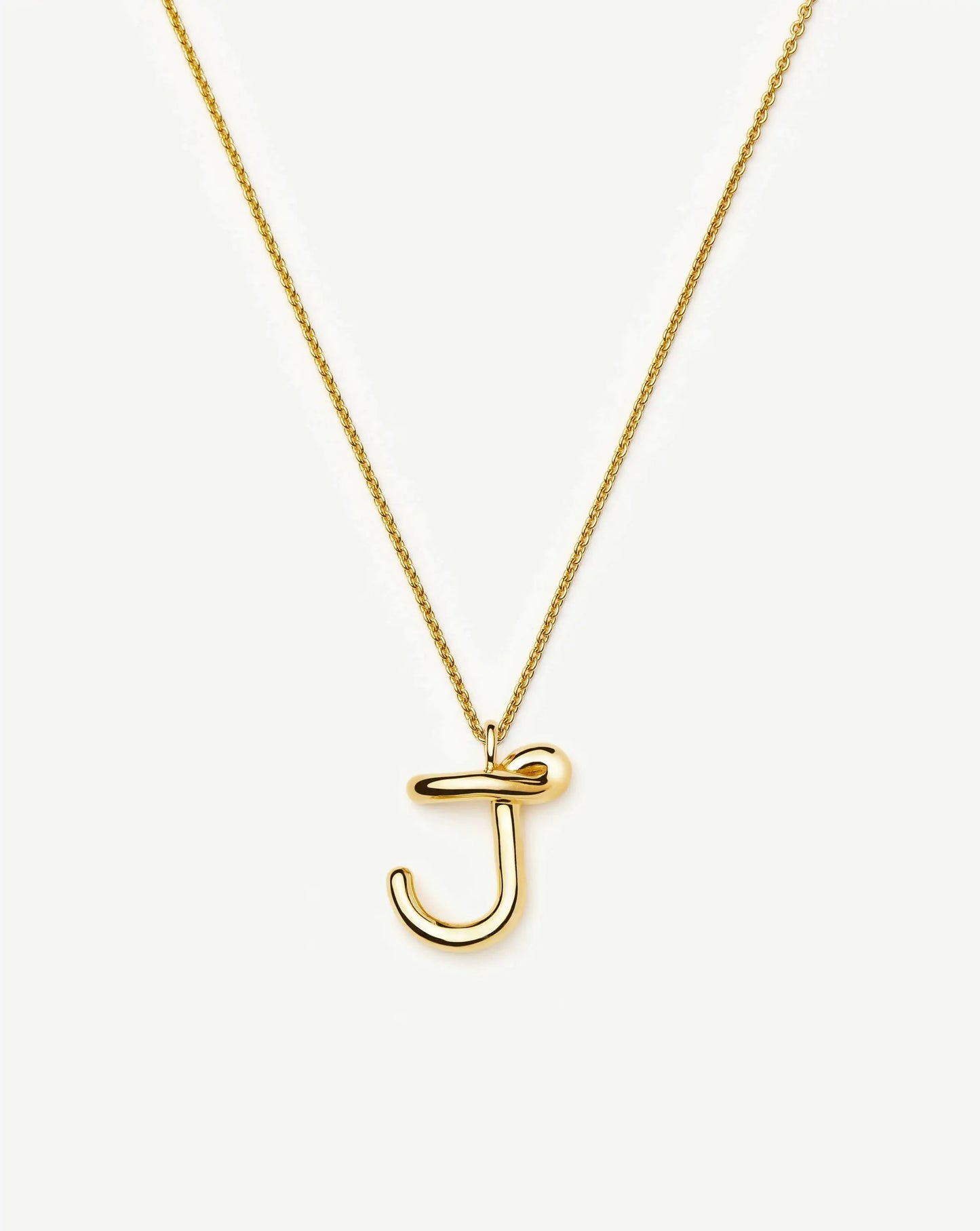 Curly Molten Initial Pendant Necklace - J | 18k Gold Vermeil Necklaces Missoma 