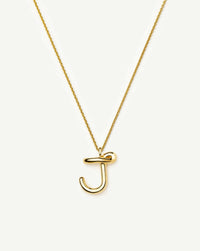 Curly Molten Initial Pendant Necklace - J | 18k Gold Vermeil Necklaces Missoma 