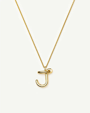 Curly Molten Initial Pendant Necklace - J | 18k Gold Vermeil Necklaces Missoma 