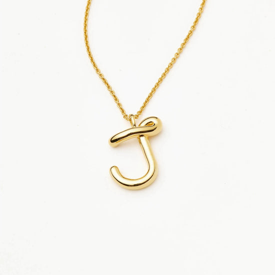 Curly Molten Initial Pendant Necklace - J | 18k Gold Vermeil Necklaces Missoma 