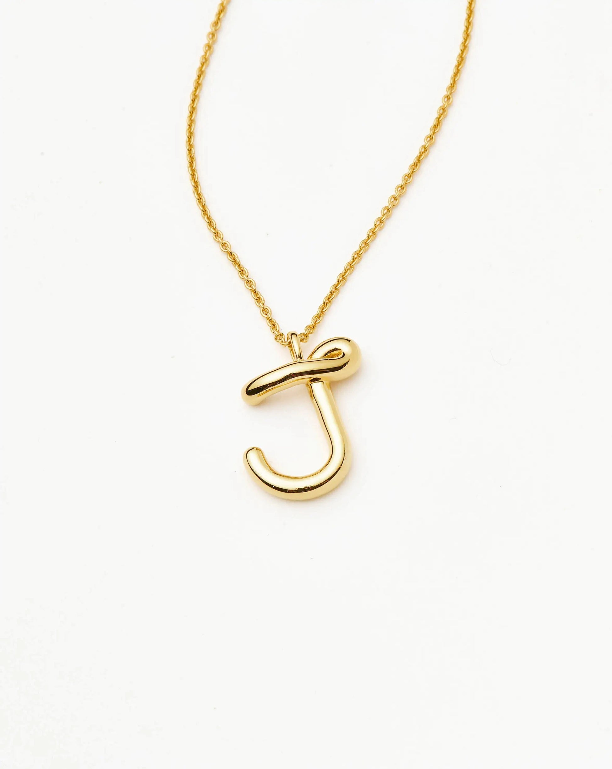 Curly Molten Initial Pendant Necklace - J | 18k Gold Vermeil Necklaces Missoma 