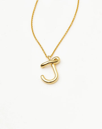 Curly Molten Initial Pendant Necklace - J | 18k Gold Vermeil Necklaces Missoma 