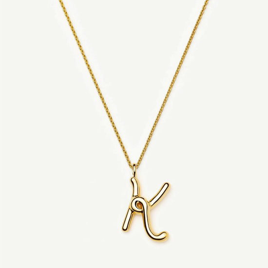 Curly Molten Initial Pendant Necklace - K | 18k Gold Vermeil Necklaces Missoma 
