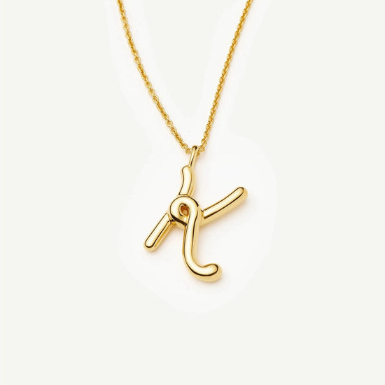 Curly Molten Initial Pendant Necklace - K | 18k Gold Vermeil Necklaces Missoma 