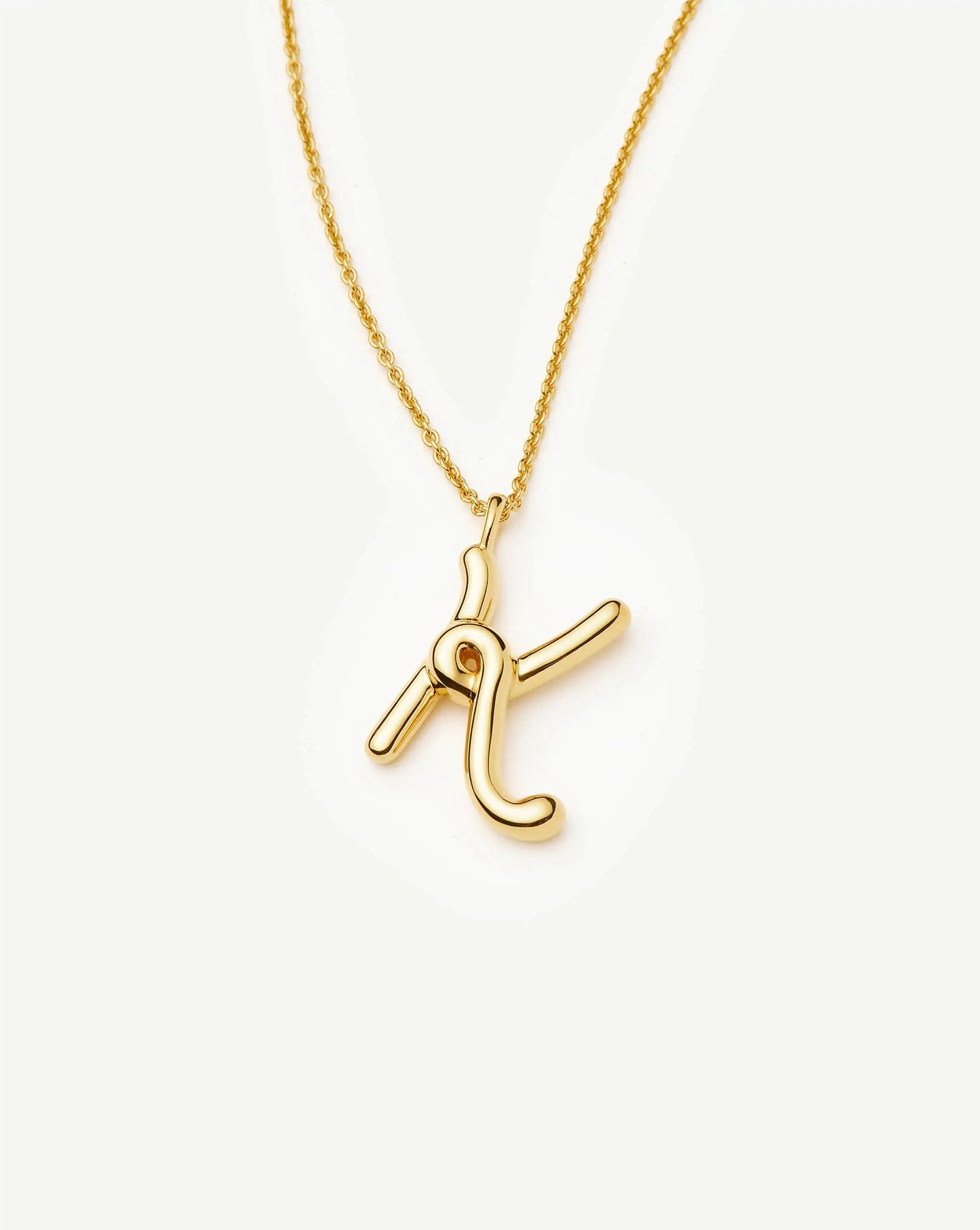 Curly Molten Initial Pendant Necklace - K | 18k Gold Vermeil Necklaces Missoma 