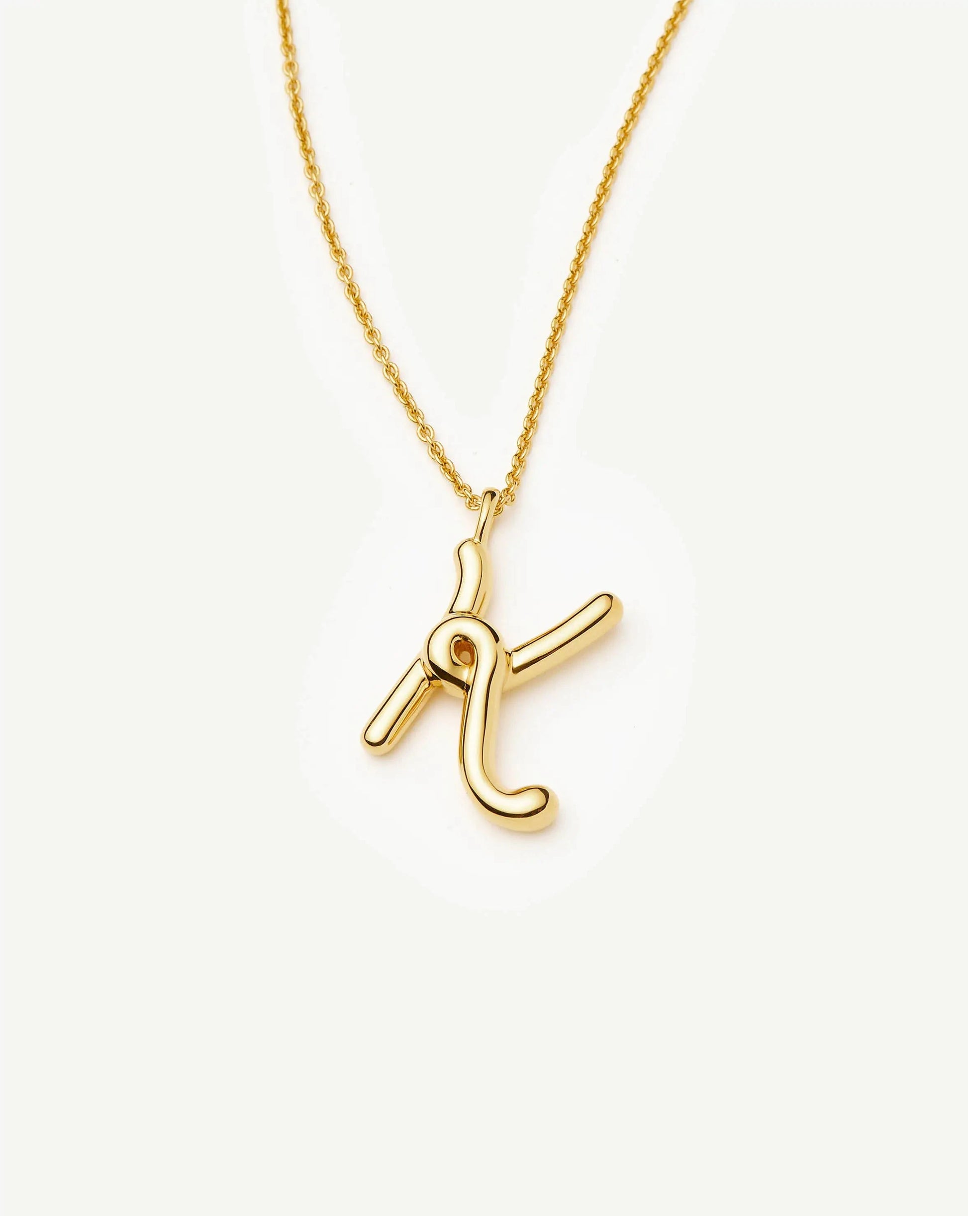 Curly Molten Initial Pendant Necklace - K | 18k Gold Vermeil Necklaces Missoma 