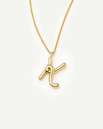 Curly Molten Initial Pendant Necklace - K | 18k Gold Vermeil Necklaces Missoma 