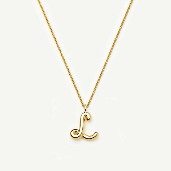 Curly Molten Initial Pendant Necklace - L | 18k Gold Vermeil Necklaces Missoma 