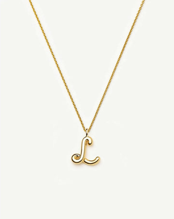 Curly Molten Initial Pendant Necklace - L | 18k Gold Vermeil Necklaces Missoma 