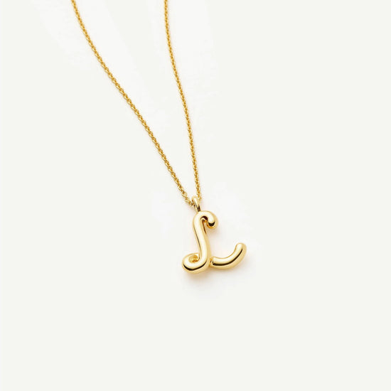 Curly Molten Initial Pendant Necklace - L | 18k Gold Vermeil Necklaces Missoma 