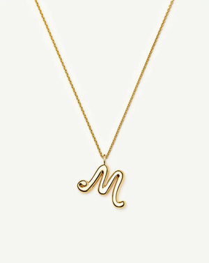 Curly Molten Initial Pendant Necklace - M | 18k Gold Vermeil Necklaces Missoma 