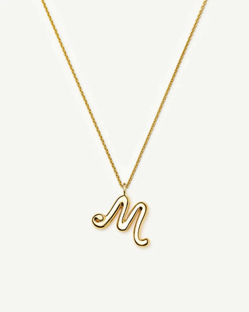Curly Molten Initial Pendant Necklace - M | 18k Gold Vermeil Necklaces Missoma 