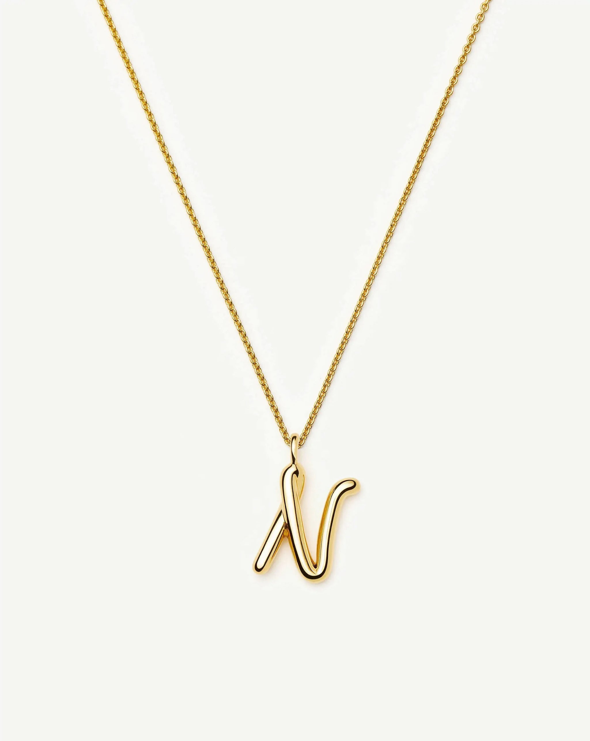 Curly Molten Initial Pendant Necklace - N | 18k Gold Vermeil Necklaces Missoma 
