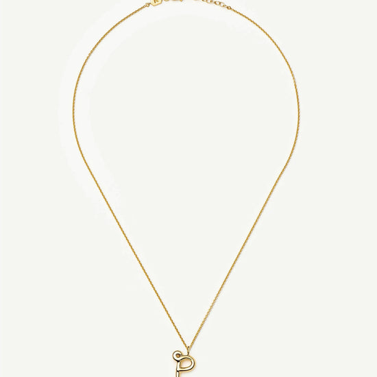 Curly Molten Initial Pendant Necklace - P | 18k Gold Vermeil Necklaces Missoma 