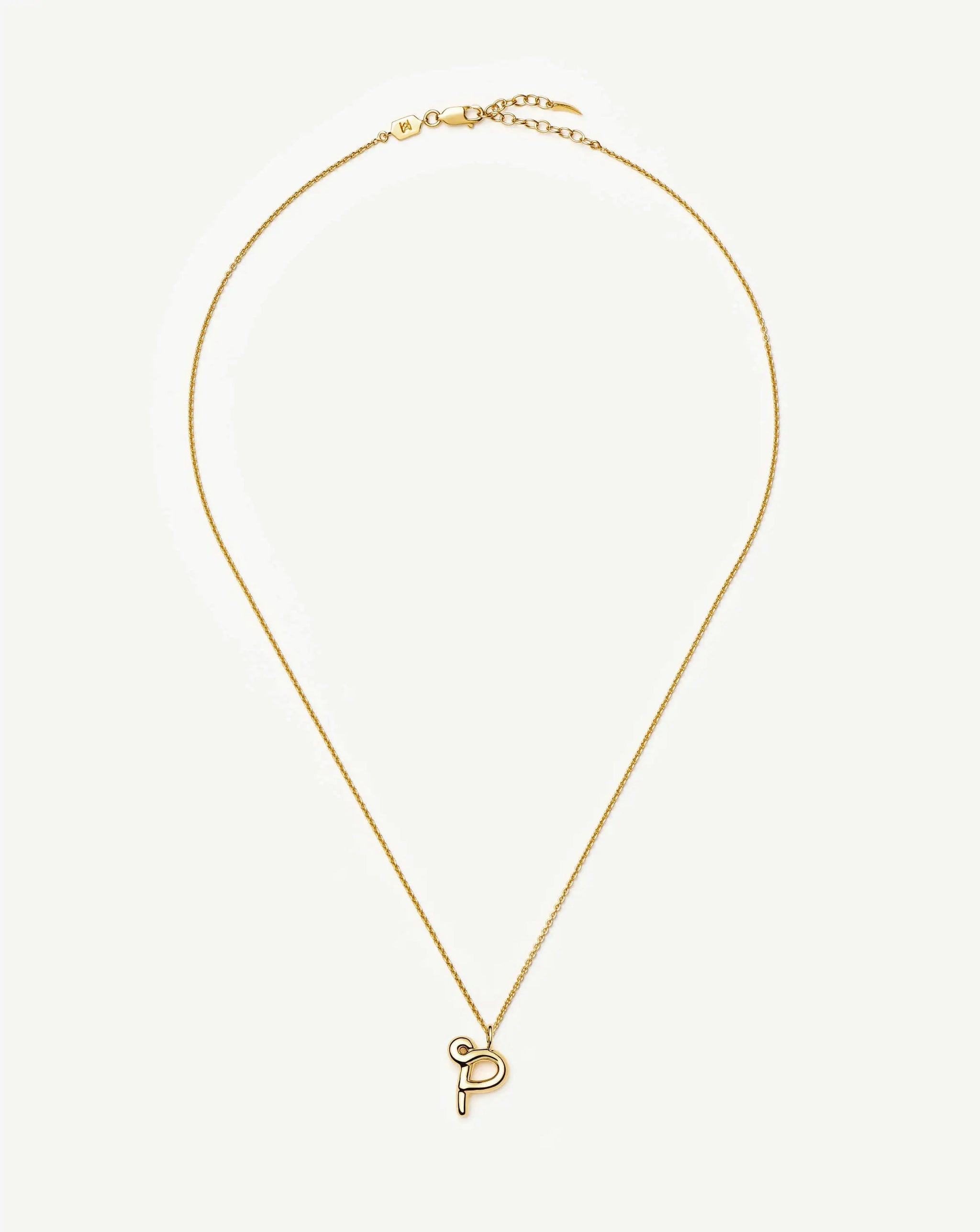 Curly Molten Initial Pendant Necklace - P | 18k Gold Vermeil Necklaces Missoma 