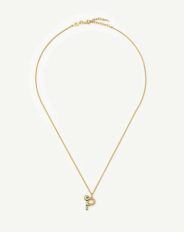 Curly Molten Initial Pendant Necklace - P | 18k Gold Vermeil Necklaces Missoma 