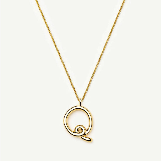Curly Molten Initial Pendant Necklace - Q | 18k Gold Vermeil Necklaces Missoma 