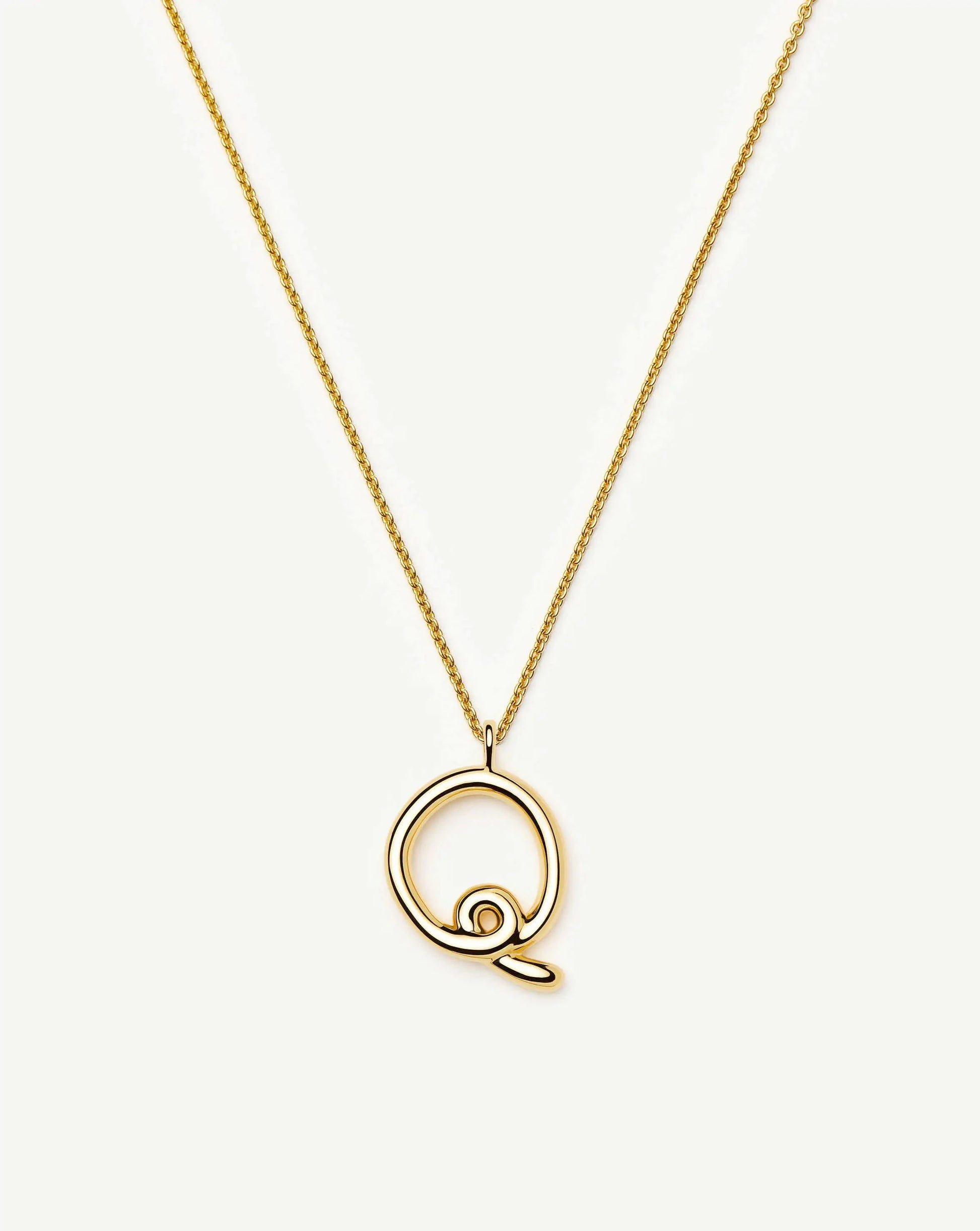 Curly Molten Initial Pendant Necklace - Q | 18k Gold Vermeil Necklaces Missoma 