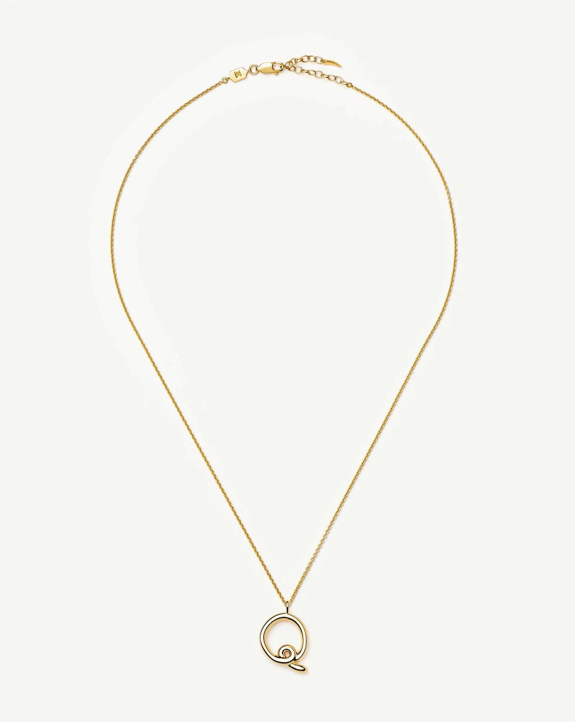 Curly Molten Initial Pendant Necklace - Q | 18k Gold Vermeil Necklaces Missoma 